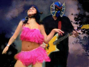 Angie Pontani and Pete of Los Straitjackets