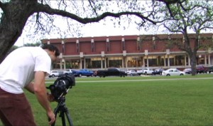 Andy Bowley shoots the Baylor University Library